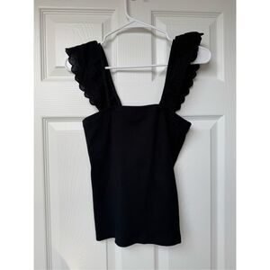 Gap Square Neck Tank Top Women's Small Black Flutter Cap Sleeve Basic